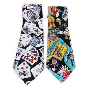 𝅺TABASCO Poker Vegas & Beer Themed Silk Men's Tie Lot